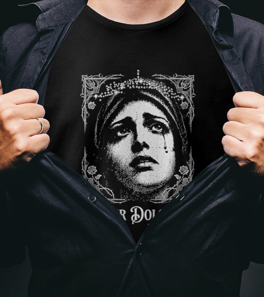 Mater Dolorosa Gothic Crying Virgin Mary Rhinestone T-Shirt