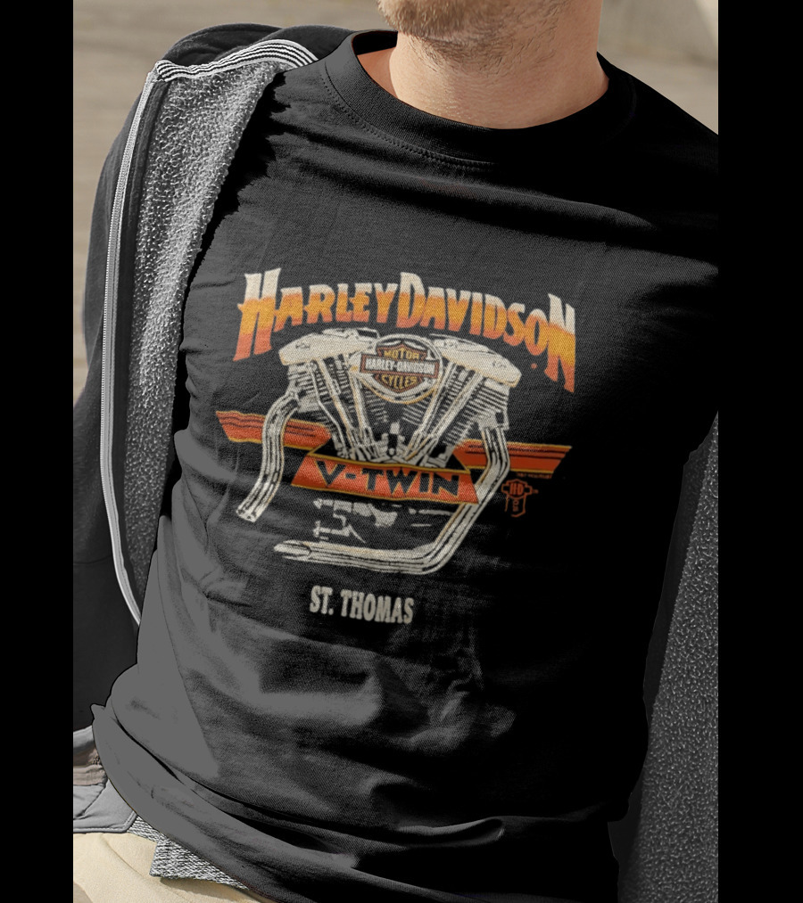 Harley Davidson Motor Cycles V Twin St Thomas 1987 T-Shirt