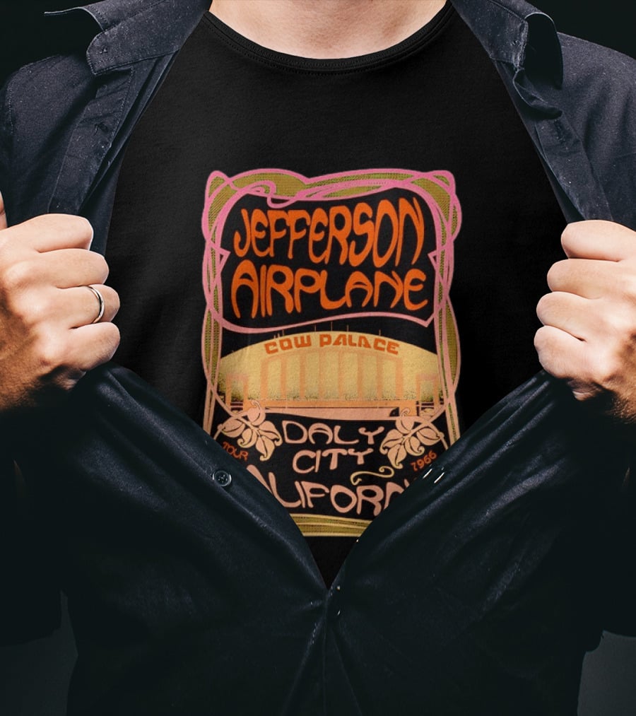 Jefferson Airplane Cow Palace Daly City California 1966 Tour Psychedelic T-Shirt