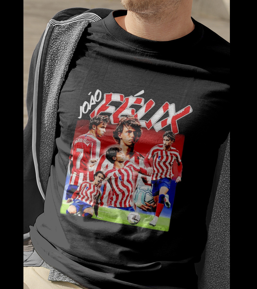 Joao Felix Atletico Madrid Number 7 Soccer Star Collage T-Shirt