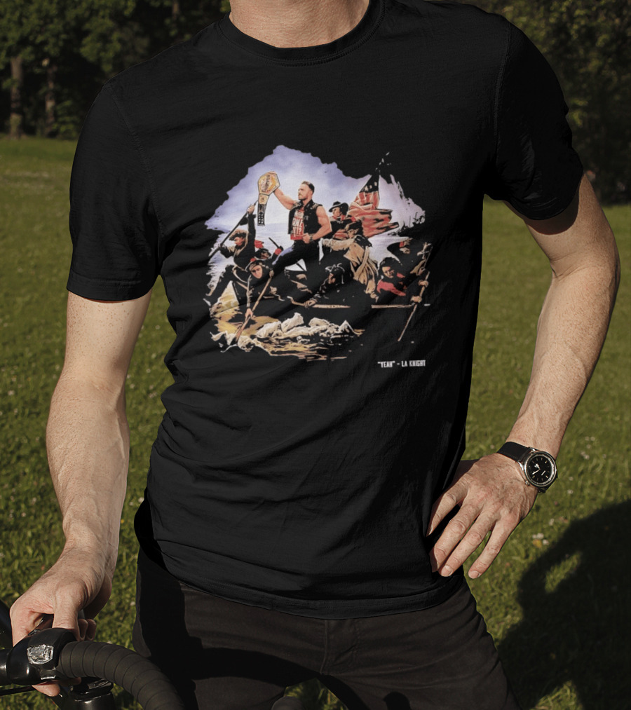 LA Knight WWE Yeah Washington Crossing The Delaware Championship T-Shirt