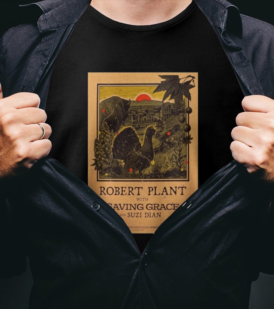 Robert Plant With Saving Grace Suzi Dian Plovdiv Bulgaria Roman Theatre 2026 T-Shirt
