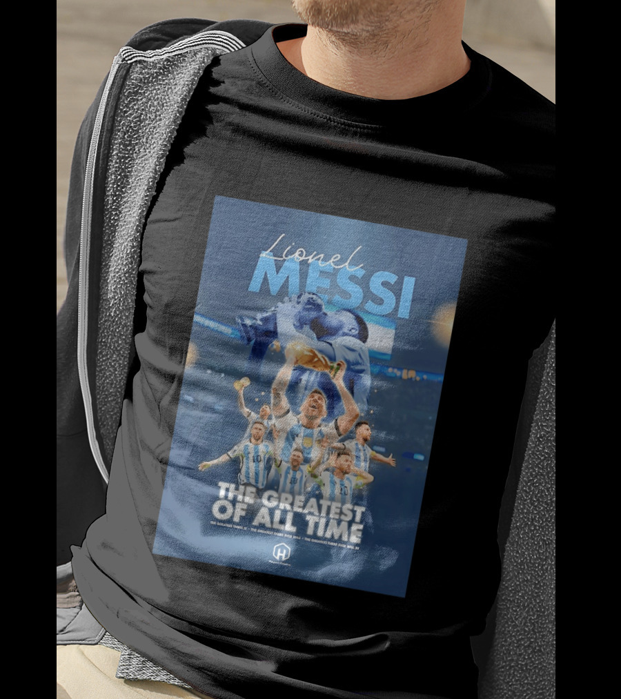 Lionel Messi The Greatest Of All Time Argentina Multi Photo Collage T-Shirt