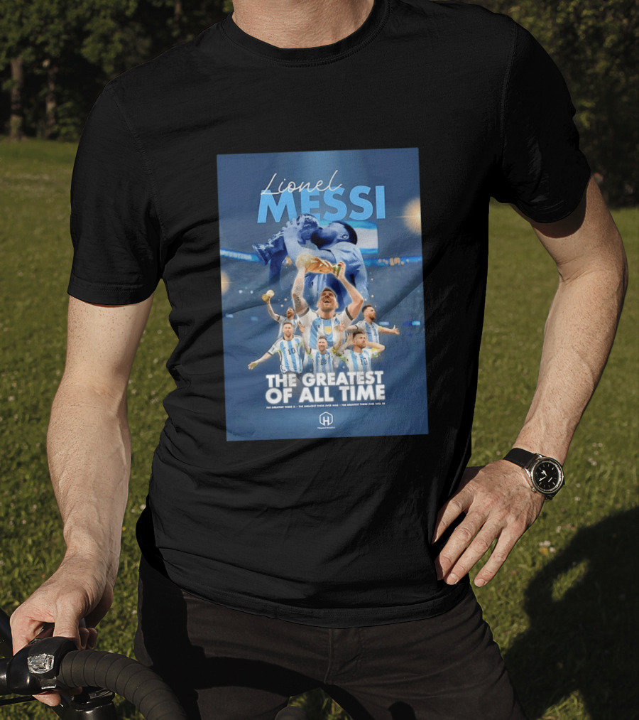 Lionel Messi The Greatest Of All Time Argentina Multi Photo Collage T-Shirt