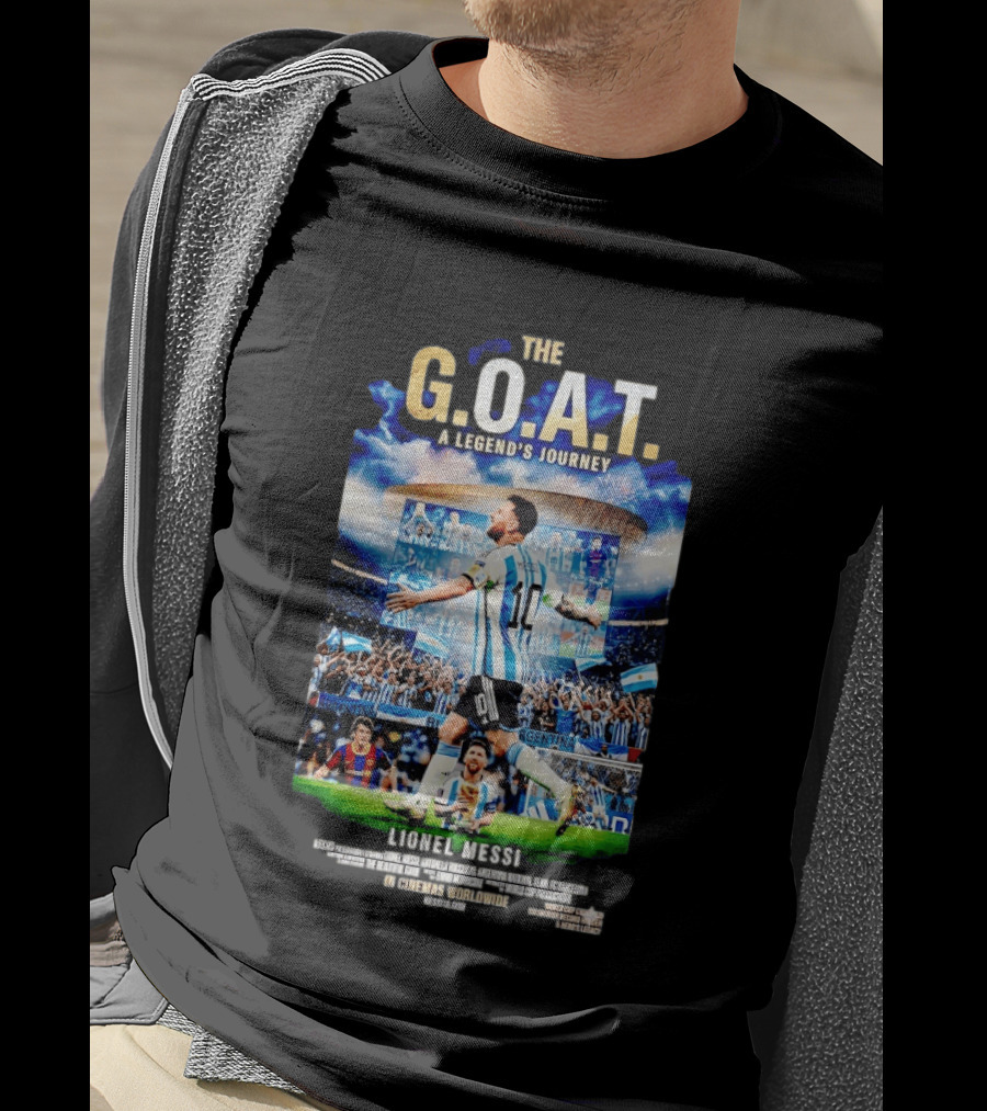 G.O.A.T A Legend's Journey Lionel Messi Soccer Star 10 Argentina Football Champion Stadium Fans Celebration T-Shirt