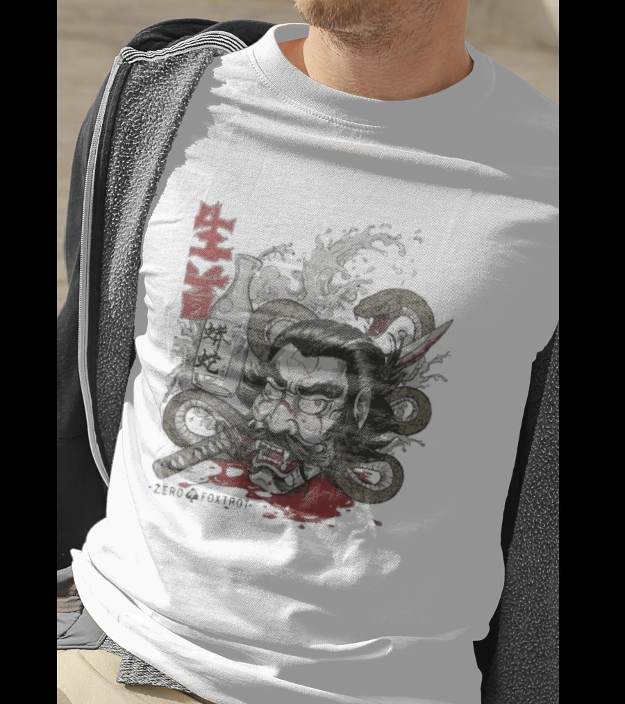 Zero Foxtrot Namakubi Sake Samurai Warrior Kanji T-Shirt