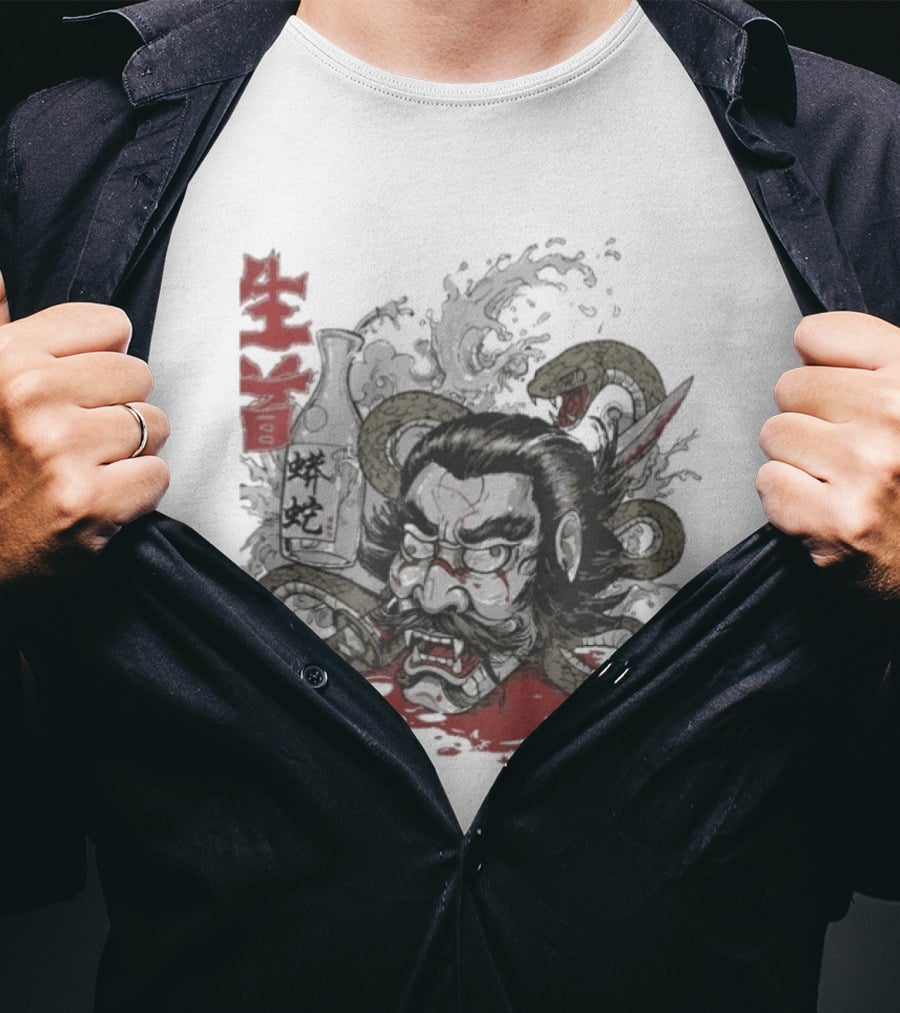 Zero Foxtrot Namakubi Sake Samurai Warrior Kanji T-Shirt