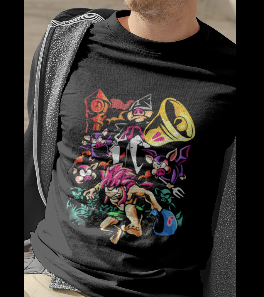 I Was Made For Biting You Pig Demon Tower Chrono Kid Bats And Horns T-Shirt