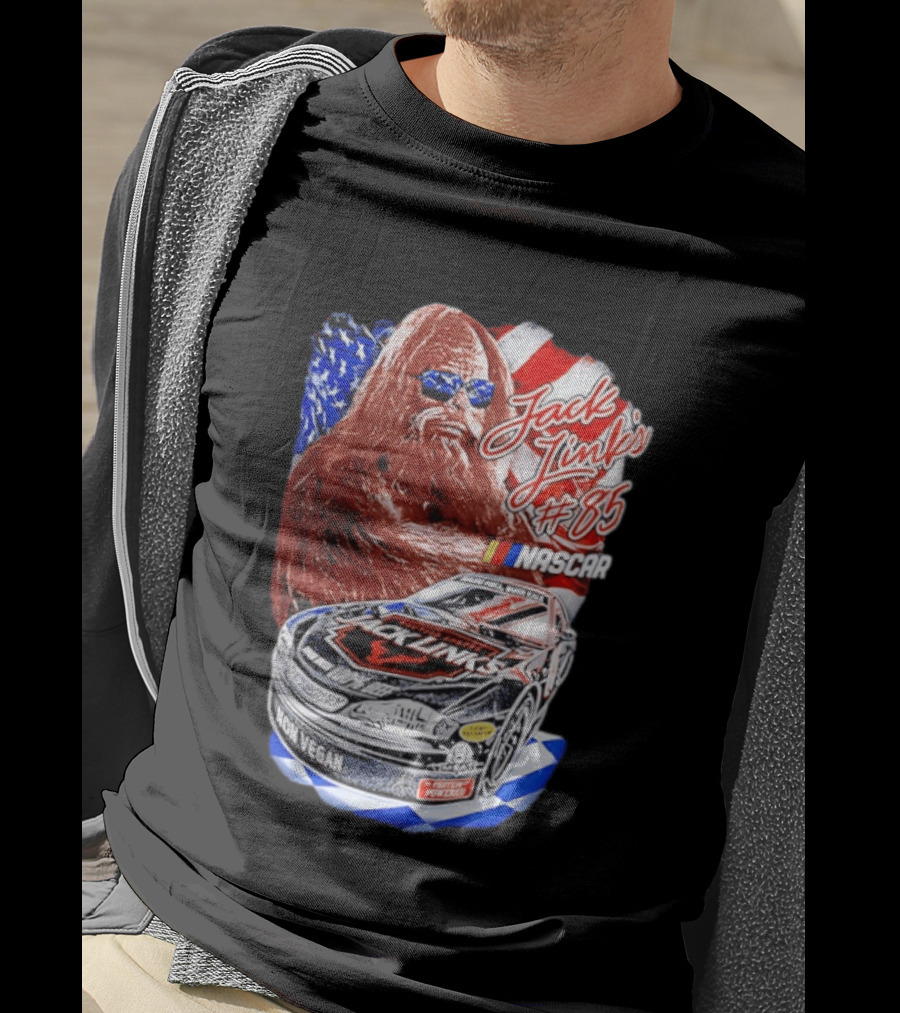 Jack Link's Bigfoot #85 NASCAR American Flag Non Vegan T-Shirt