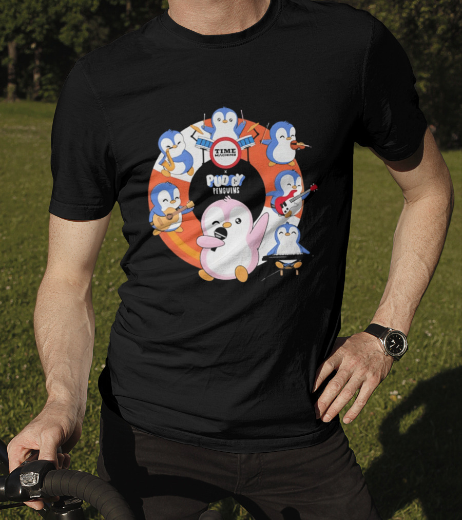Pudgy Penguins Time Machine Band Musical Penguins Party T-Shirt