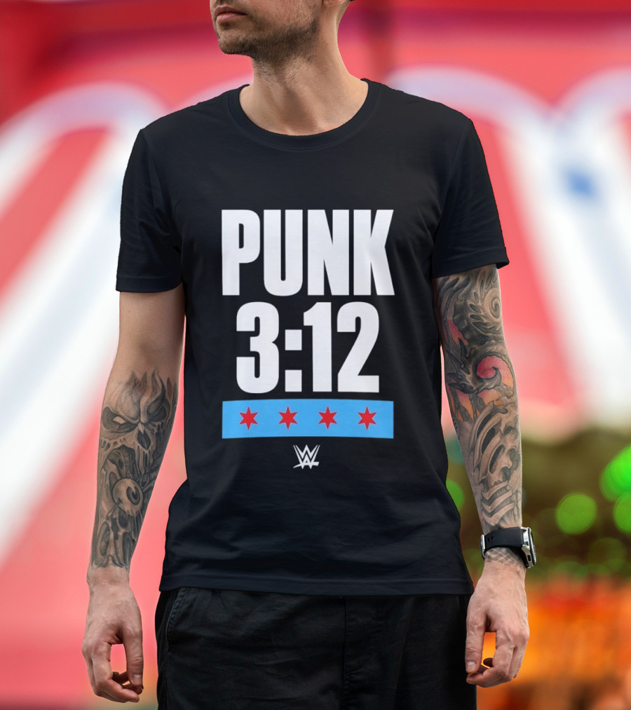 Punk 3 12 WWE CM Punk Wrestling Star Logo Four Red Stars T-Shirt