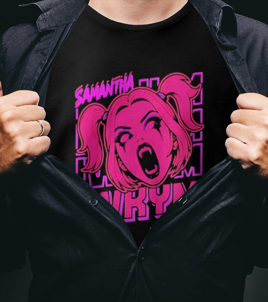 Samantha IWRYM Vampire Girl Goth Horror Pink T-Shirt