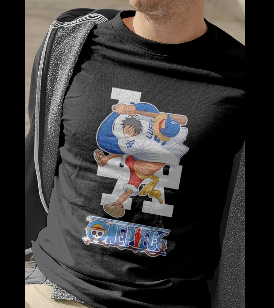 Luffy One Piece LA Baseball Crossover Dodgers T-Shirt
