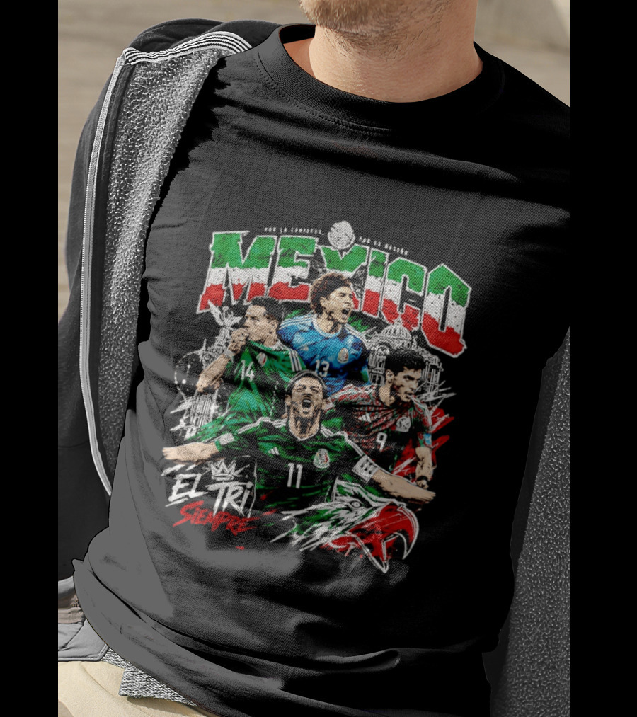 Mexico El Tri Siempre Soccer Players 14 13 9 11 Mexican Flag T-Shirt