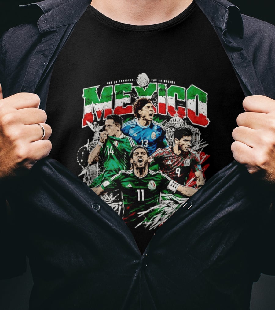 Mexico El Tri Siempre Soccer Players 14 13 9 11 Mexican Flag T-Shirt