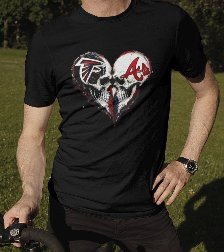 Atlanta Falcons And Atlanta Braves Skull Heart T-Shirt
