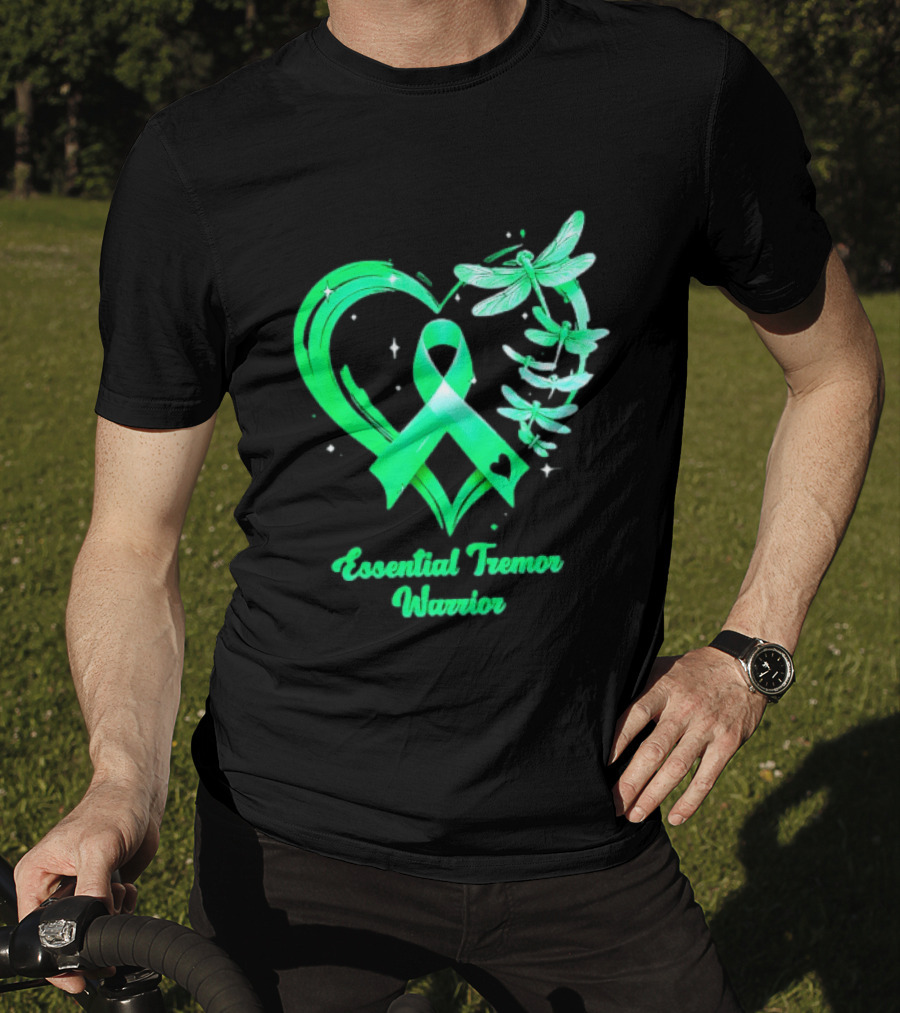 Essential Tremor Warrior Teal Ribbon Dragonfly Heart T-Shirt