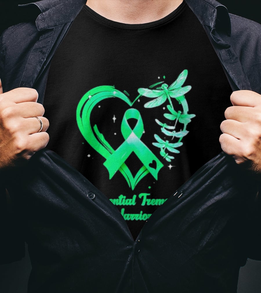 Essential Tremor Warrior Teal Ribbon Dragonfly Heart T-Shirt