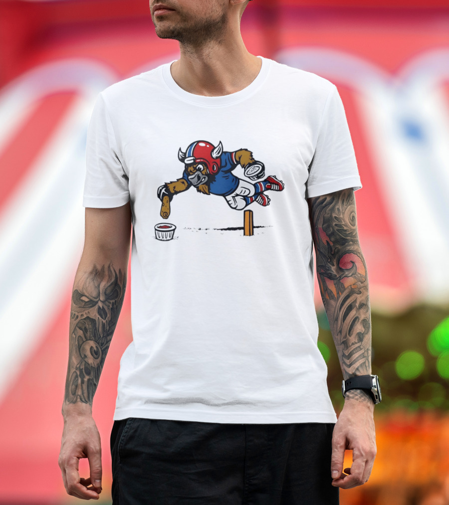 Buffalo Bills Pizza Logs Football Jumping Buffalo With Helmet And Snack T-Shirt