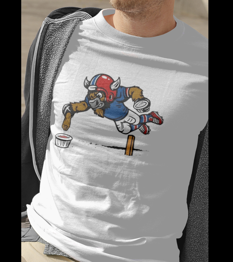 Buffalo Bills Pizza Logs Football Jumping Buffalo With Helmet And Snack T-Shirt