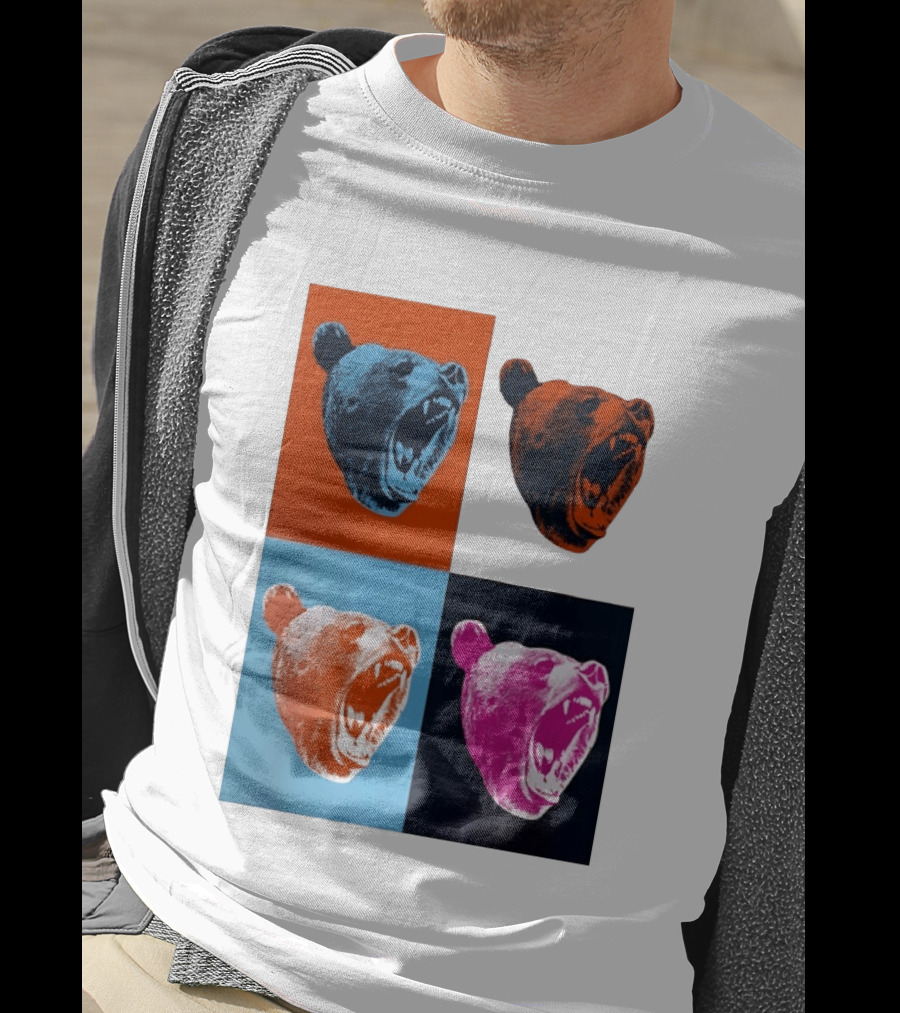 Chicago Bears 2026 Draft Party Pop Art Bear Heads Color Variations T-Shirt