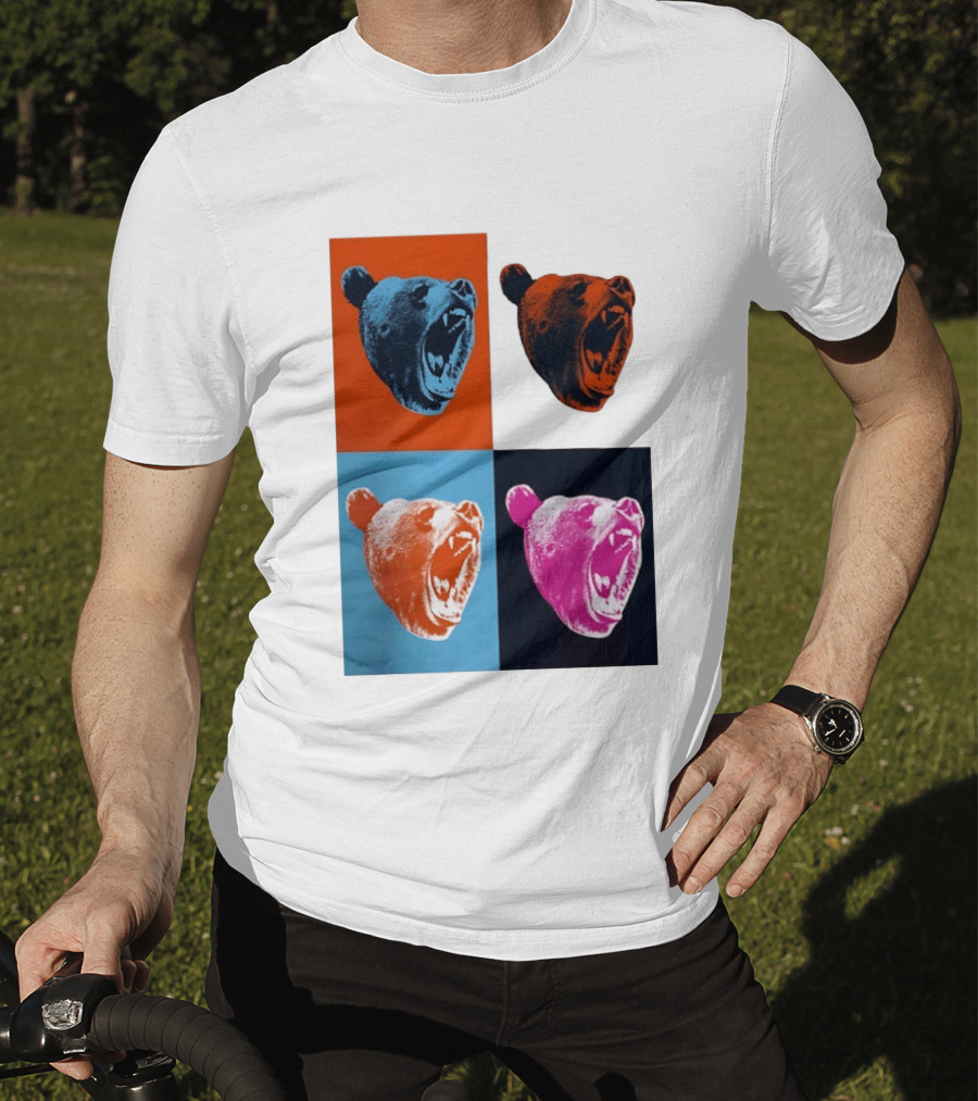 Chicago Bears 2026 Draft Party Pop Art Bear Heads Color Variations T-Shirt