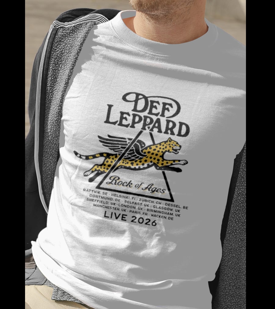 Def Leppard Rock Of Ages Live 2026 Tour Helsinki Zurich Belfast London Paris Wagon T-Shirt