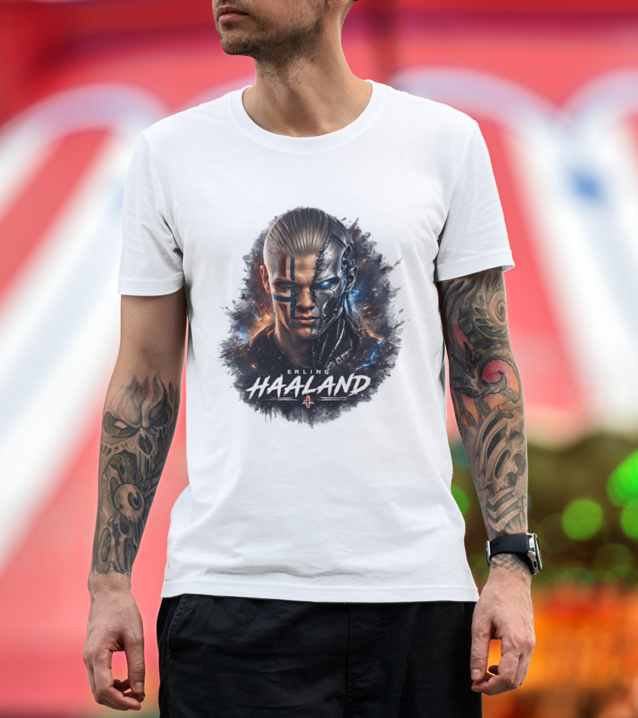 Erling Haaland Cyborg Manchester City Nordic Warrior T-Shirt