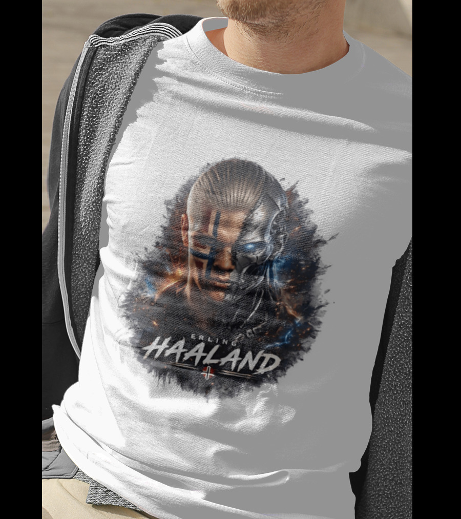 Erling Haaland Cyborg Manchester City Nordic Warrior T-Shirt