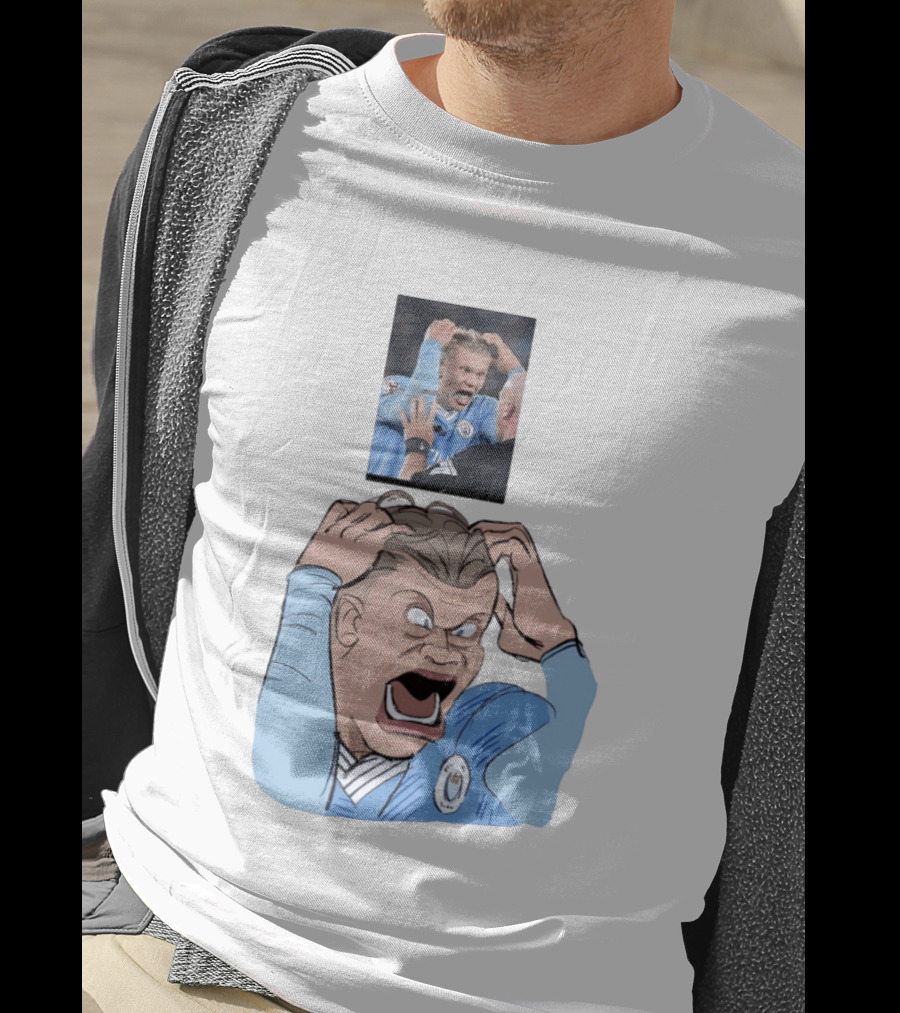 Erling Haaland Frustrated Screaming Football Cartoon Referee Reaction T-Shirt