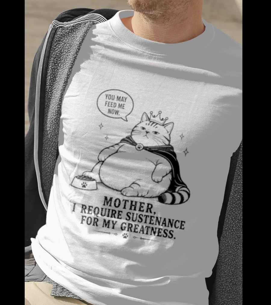King Cat Mother I Require Sustenance For My Greatness Feed Me Peasant T-Shirt