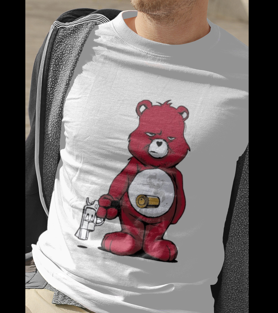 Red Bear With Revolver .38 Special Bullet Smoke T-Shirt