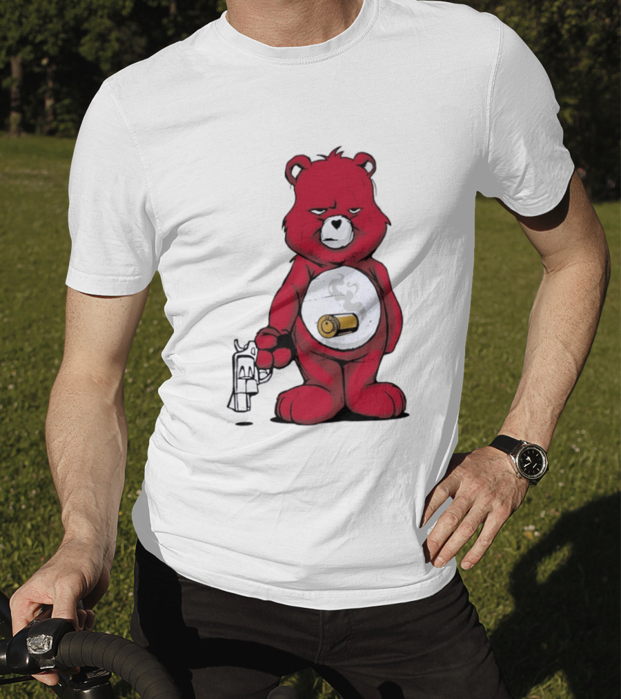 Red Bear With Revolver .38 Special Bullet Smoke T-Shirt