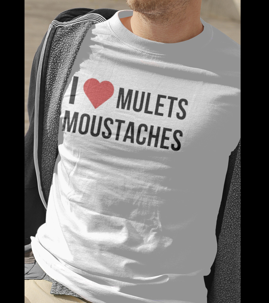 I Heart Mullets Moustaches T-Shirt
