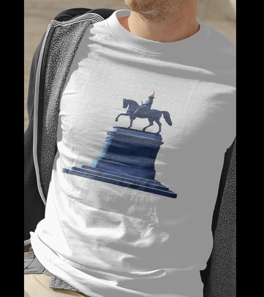 No Scotland No Party Tartan Takeover USA '26 Equestrian Statue With Traffic Cone T-Shirt