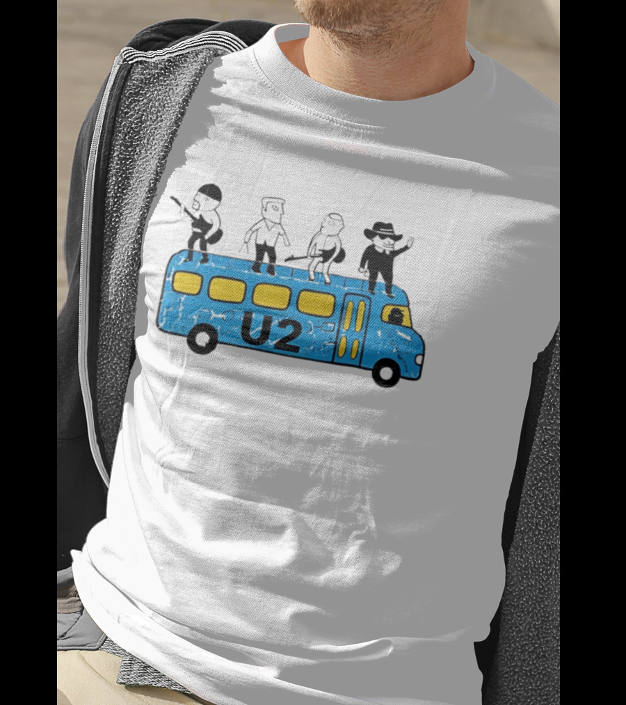 U2 Band Cartoon Bus Music Group On Tour T-Shirt