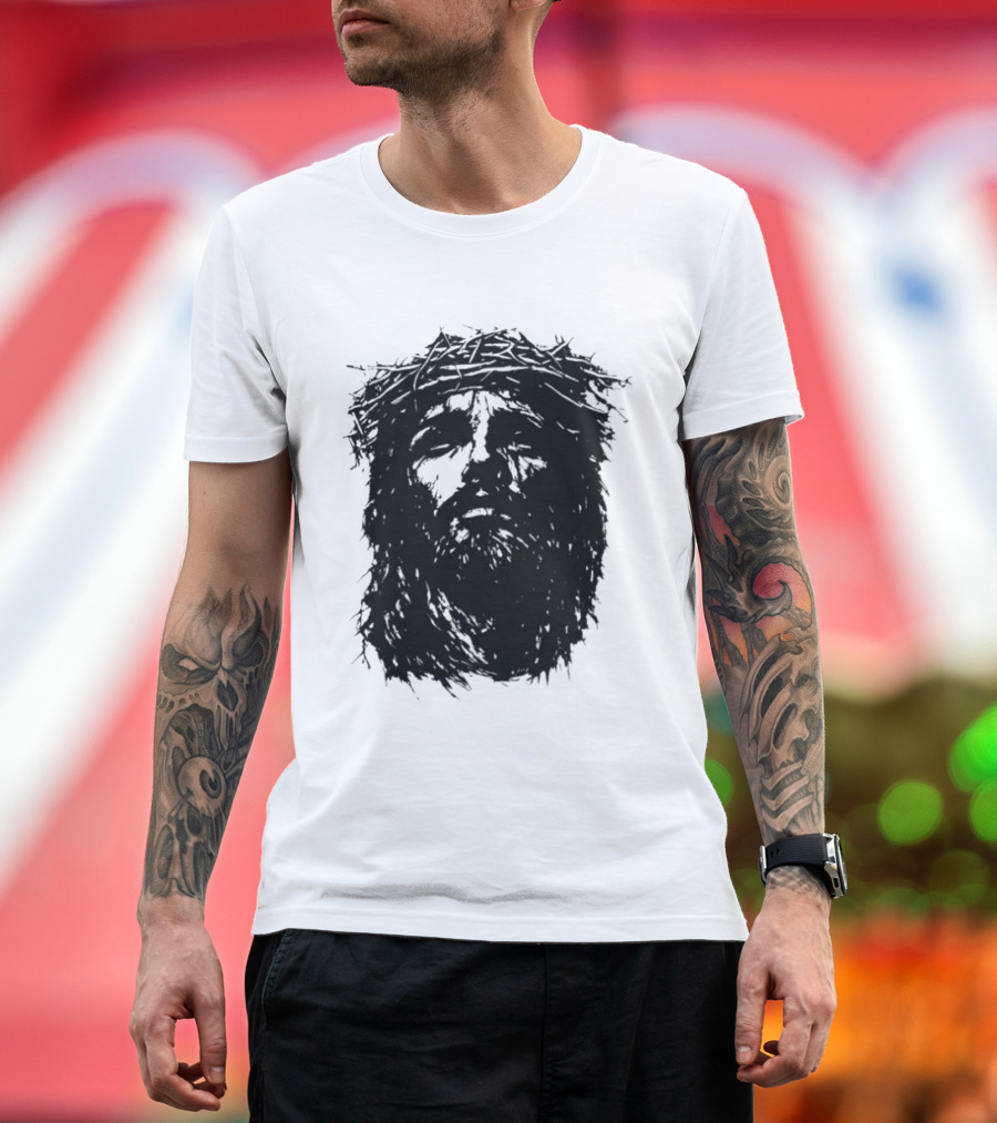 Unforsaken No Greater Love Jesus Crown Of Thorns Face T-Shirt