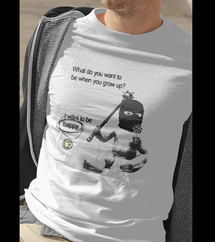 What Do You Want To Be When You Grow Up I Want To Be Happy Baby Ninja With Lollipop T-Shirt