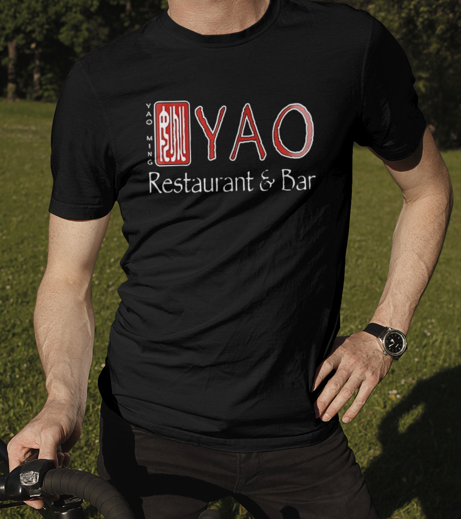 Yao Ming Restaurant & Bar 9755 Westheimer Rd. Houston TX 77042 Two Sided T-Shirt