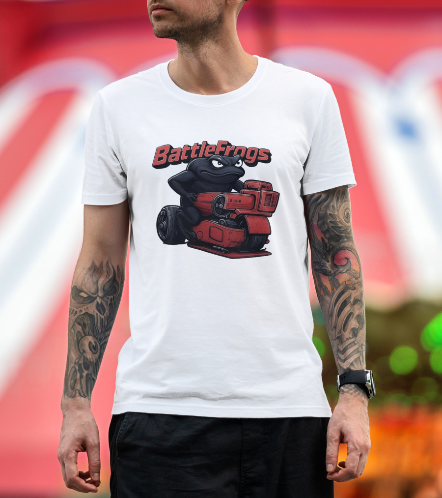 BattleFrogs Frog Riding Red Motorcycle T-Shirt