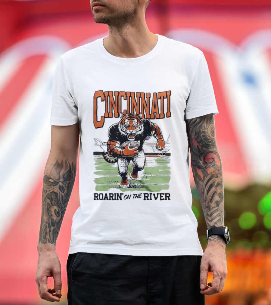 Cincinnati Roarin On The River Tiger Football Tiger T-Shirt