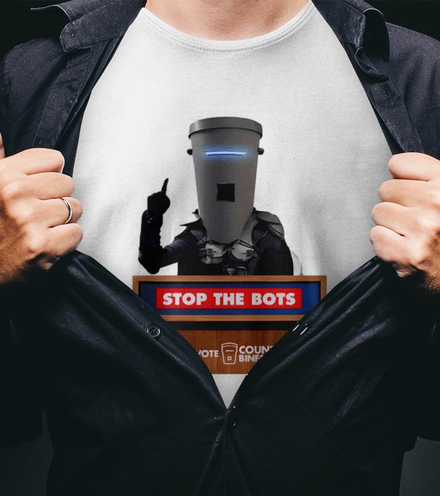 Stop The Bots Vote Count Binface UK Politics T-Shirt