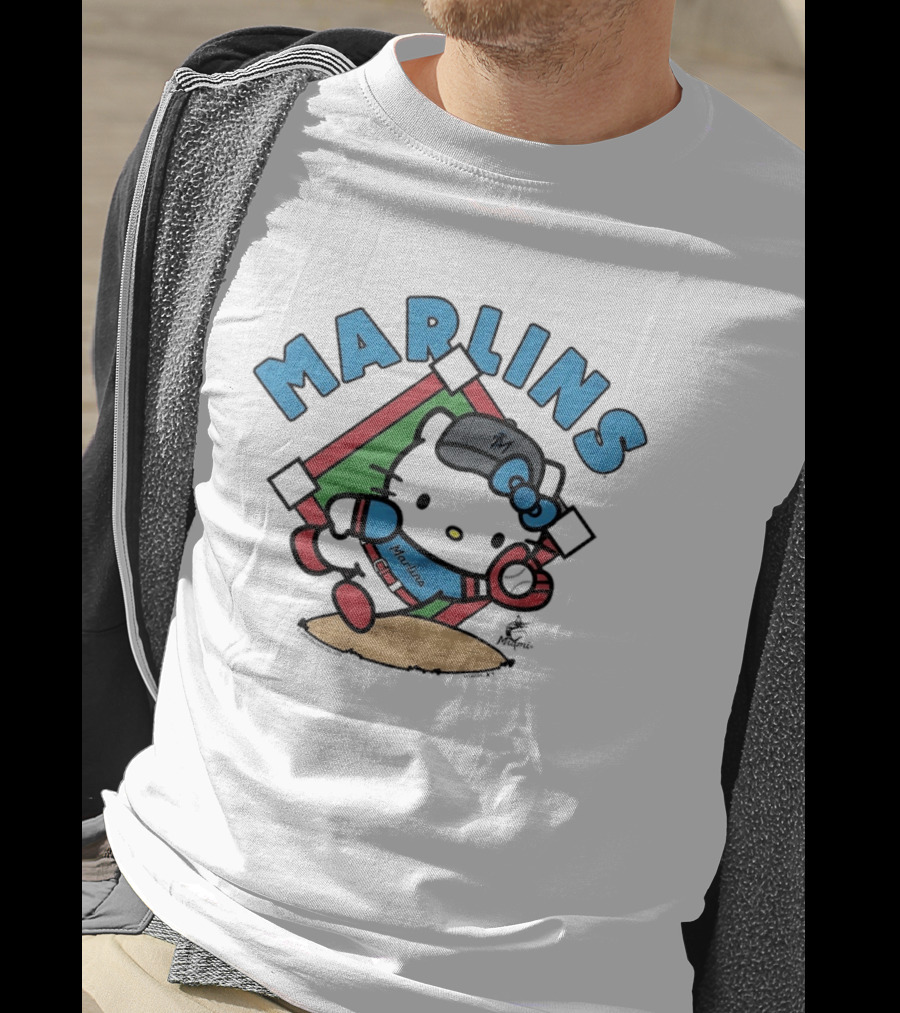 Hello Kitty Miami Marlins Catch Collaboration T-Shirt