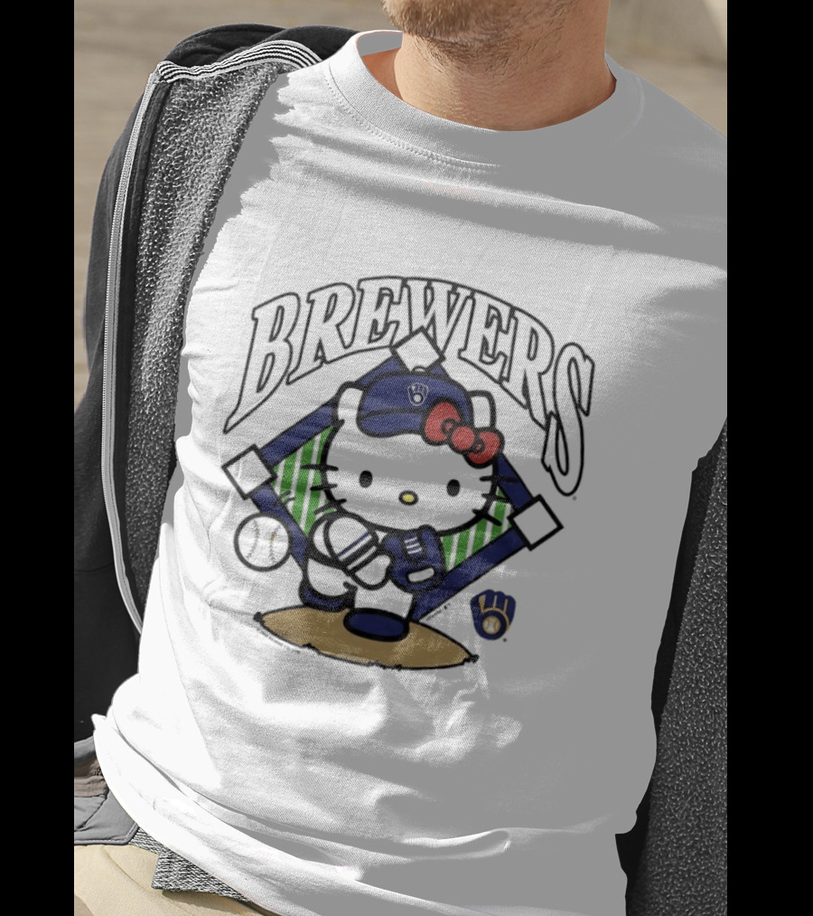 Hello Kitty Milwaukee Brewers Baseball Collaboration T-Shirt