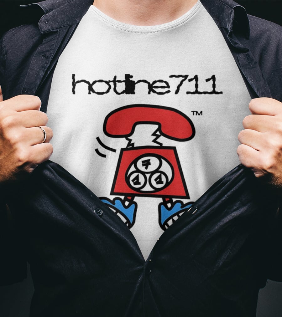 Hotline711 Retro Telephone Cartoon T-Shirt