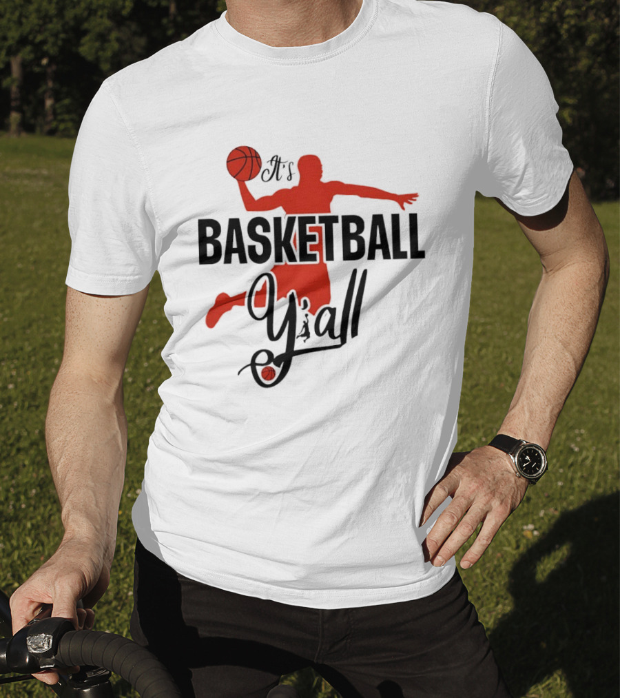 Basketball Y'all Dunking Silhouette And Ball In Red T-Shirt