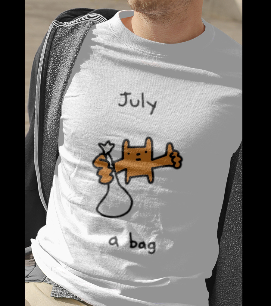 July A Bag Orange Character Doodle With White Knot Balloon T-Shirt