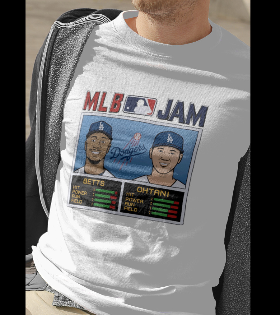 MLB Jam Mookie Betts Shohei Ohtani Dodgers Hit Power Run Field T-Shirt