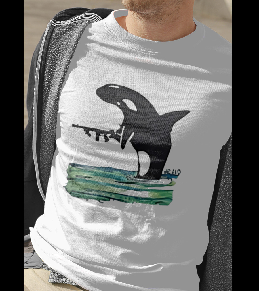 Orca Whale Holding A Machine Gun T-Shirt
