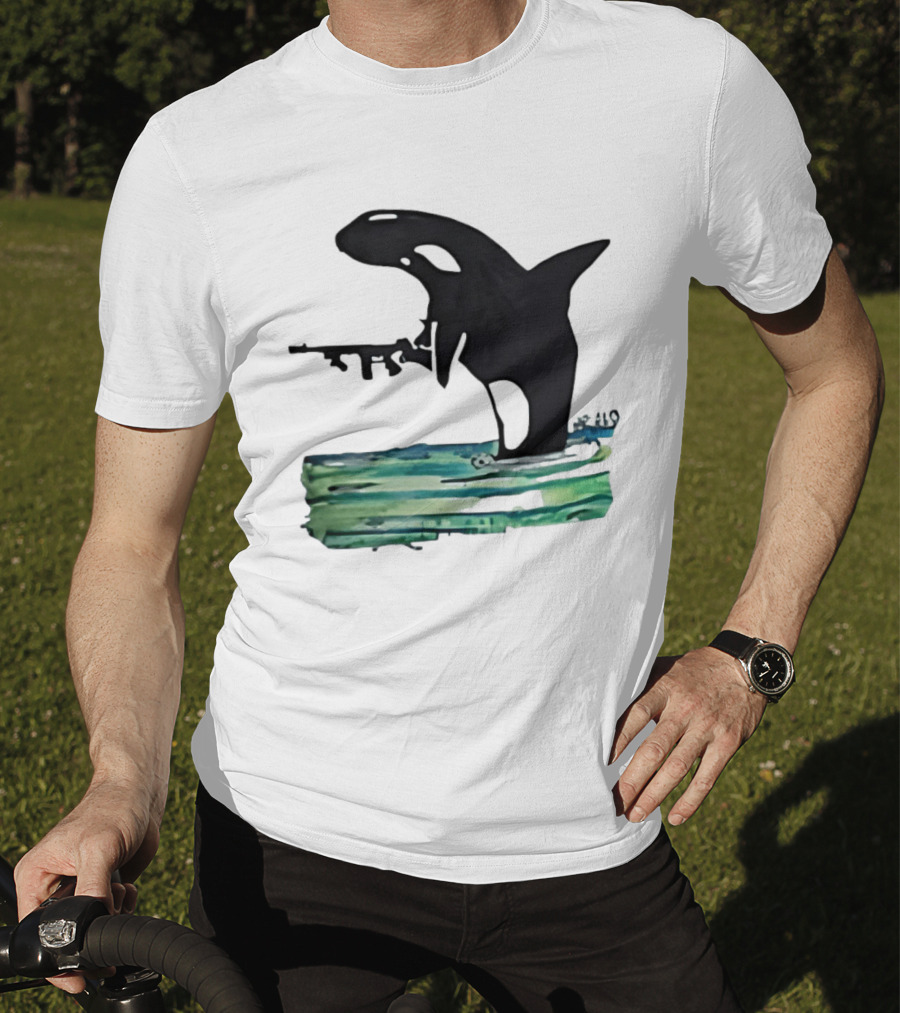 Orca Whale Holding A Machine Gun T-Shirt